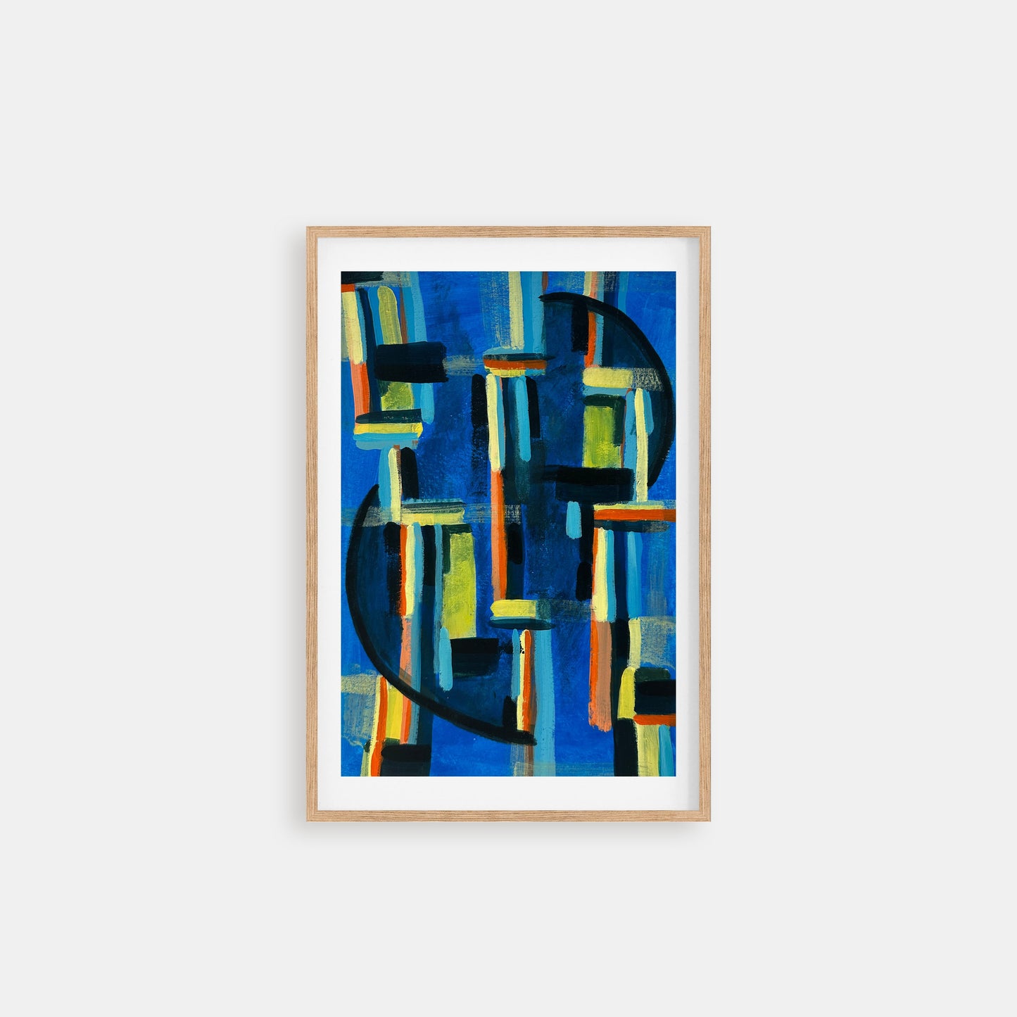 Abstract Acrylic Artwork about long exhausting nights - wooden frame - Lena Schots - art for overthinking - mental health artworks - weekdays - daily life