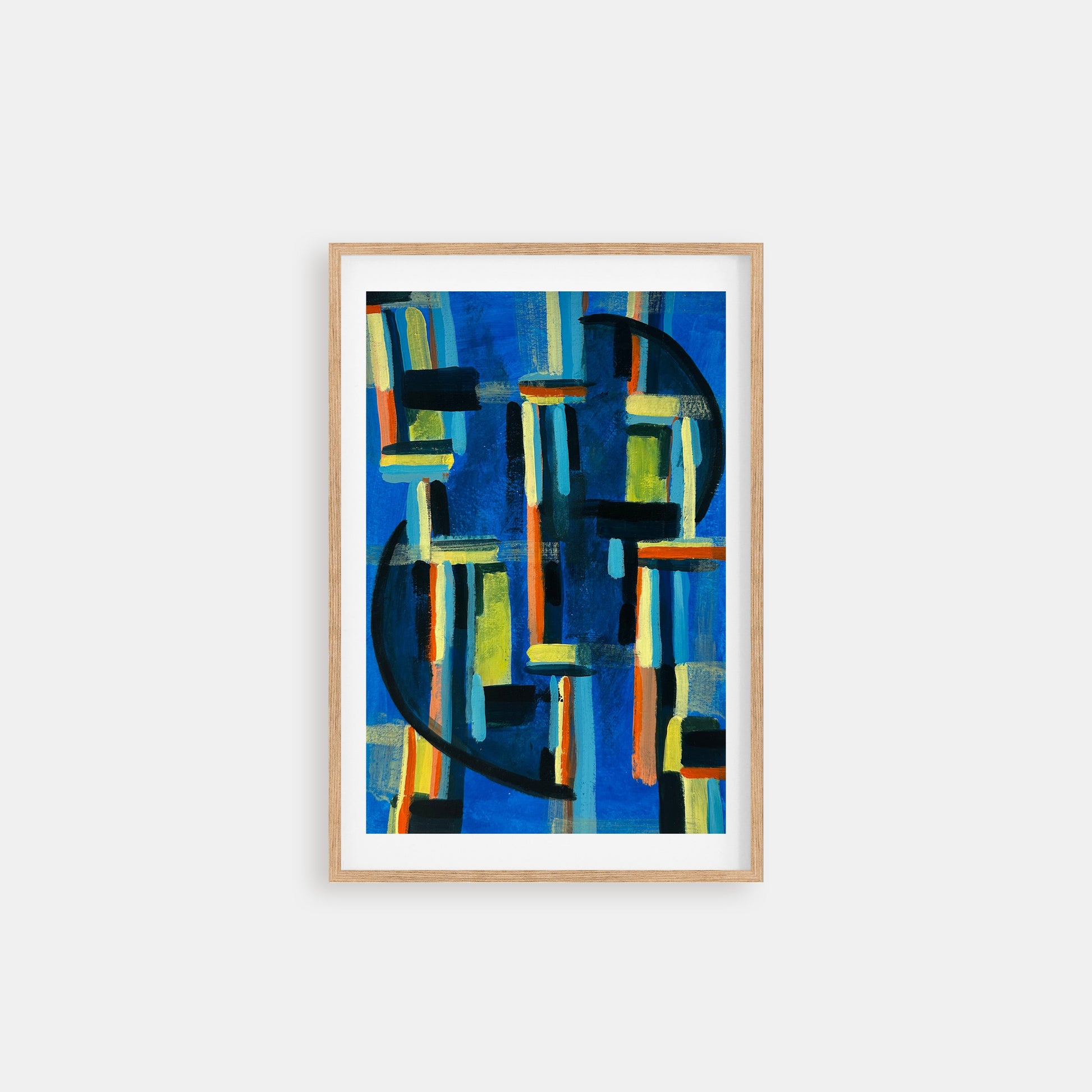 Abstract Acrylic Artwork about long exhausting nights - wooden frame - Lena Schots - art for overthinking - mental health artworks - weekdays - daily life