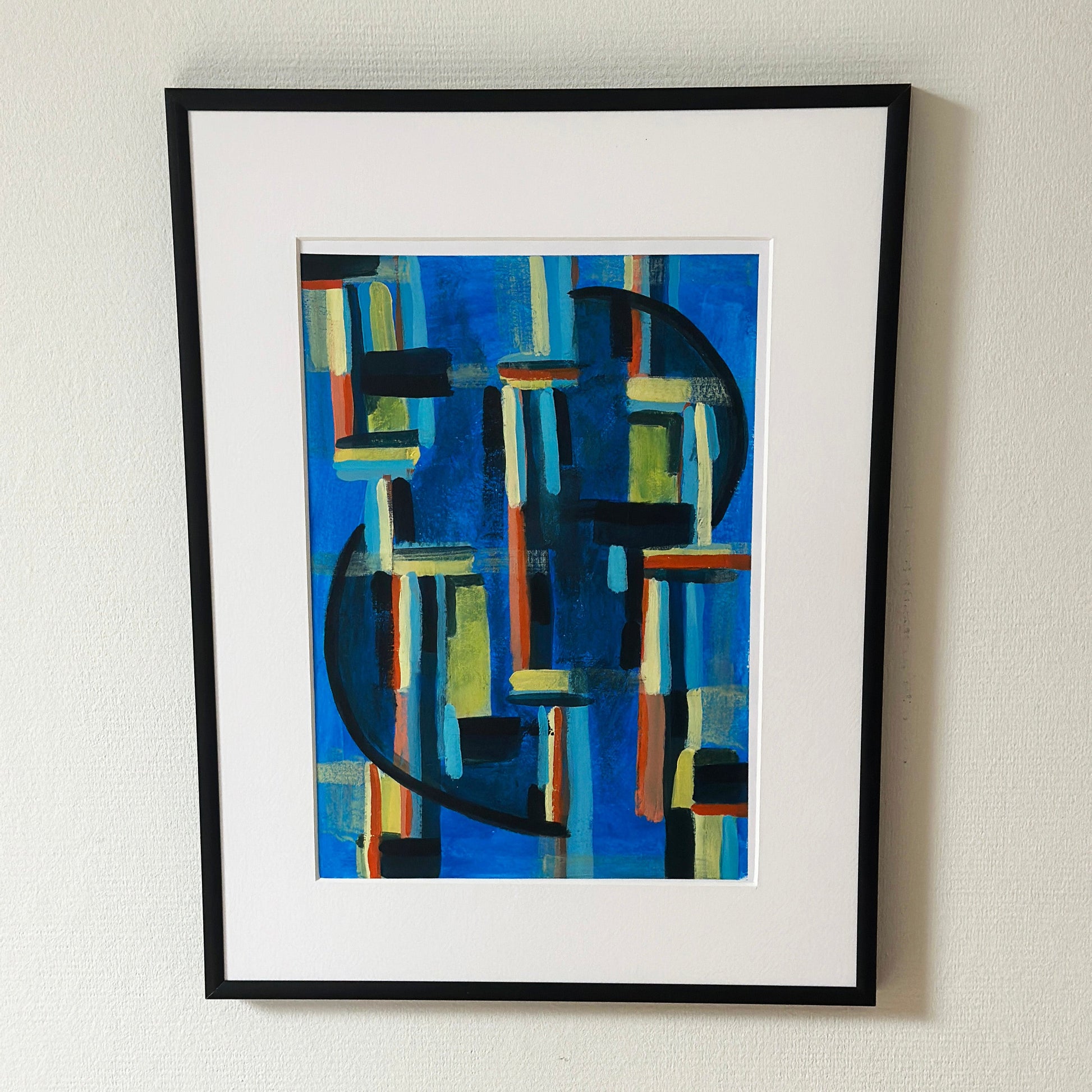 Three Ordinary Nights – Abstract painting with expressive brushstrokes in blue, black, and white, created by a small independent artist in Rotterdam The Netherlands