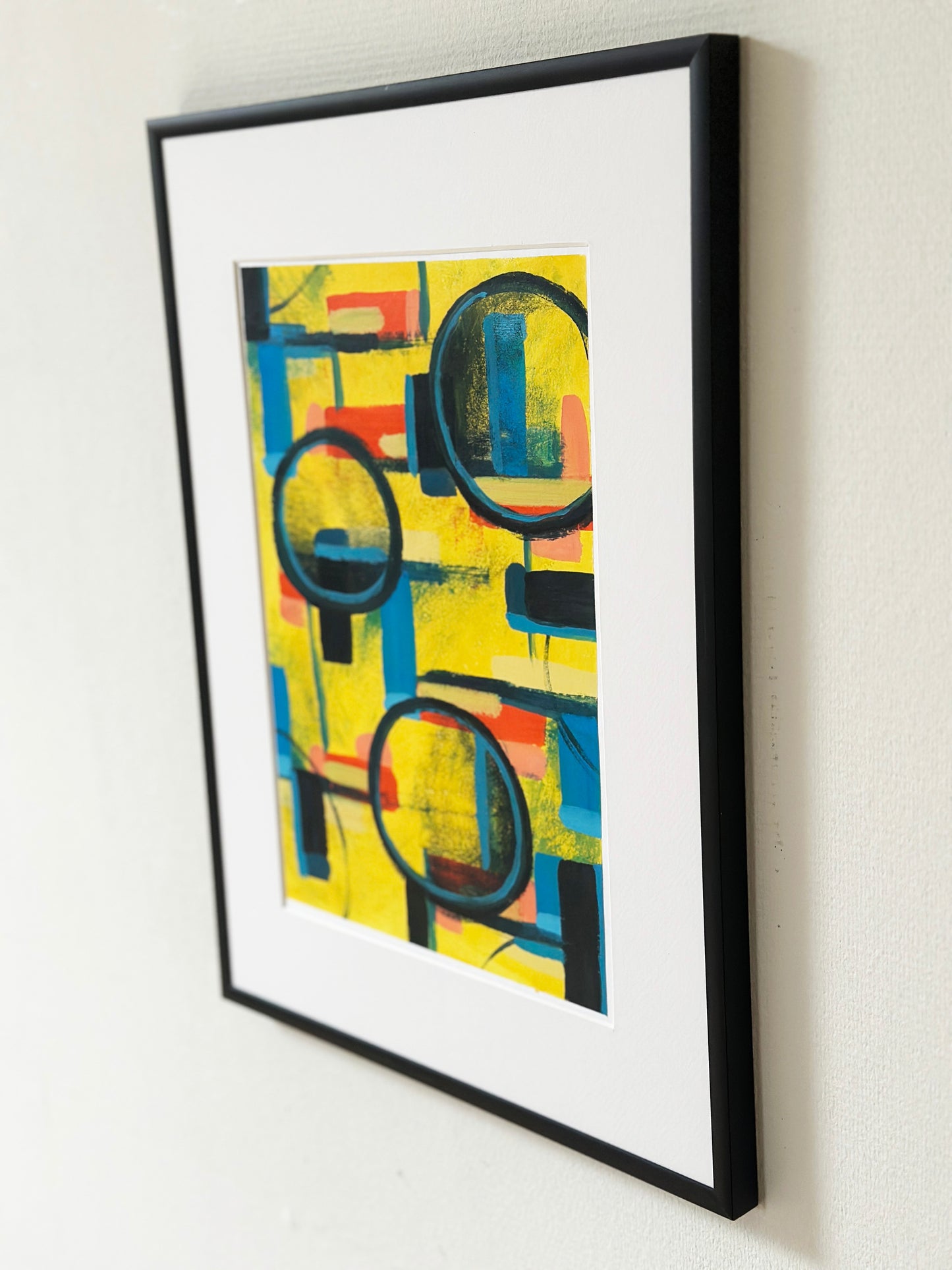 Three Ordinary Nights – Abstract painting with expressive brushstrokes in yellow, black, and red, created by a small independent artist in Rotterdam The Netherlands