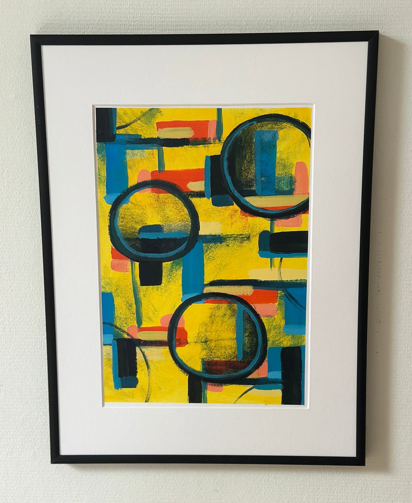 Three Ordinary Nights – Abstract painting with expressive brushstrokes in yellow, black, and red, created by a small independent artist in Rotterdam The Netherlands
