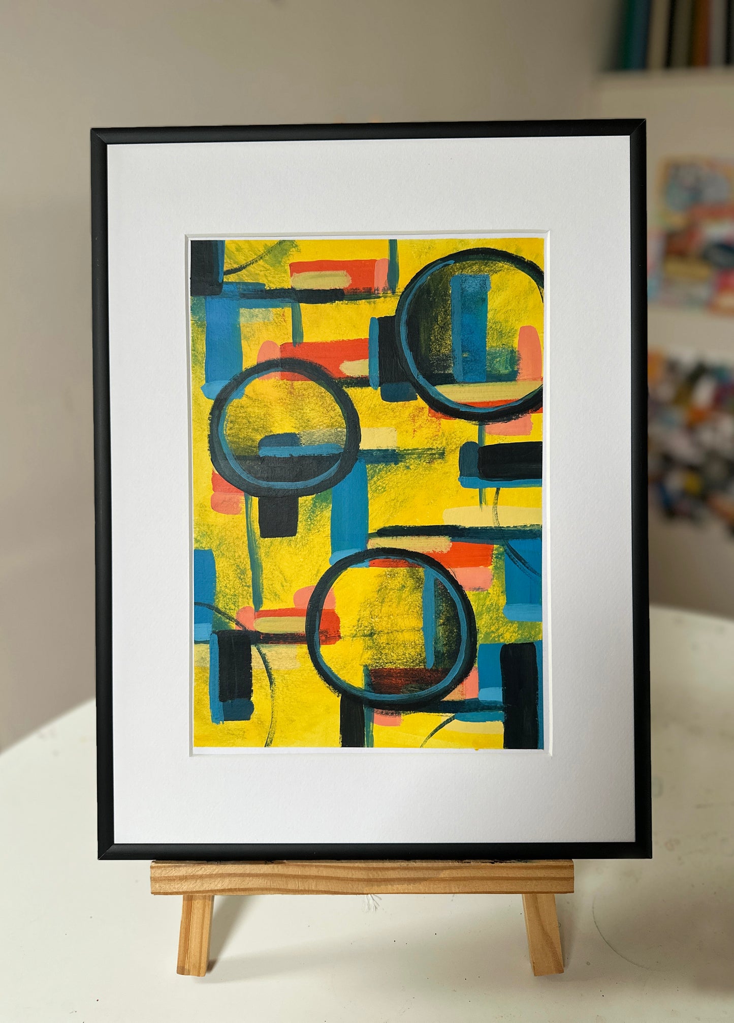 Three Ordinary Nights – Abstract painting with expressive brushstrokes in yellow, black, and red, created by a small independent artist in Rotterdam The Netherlands