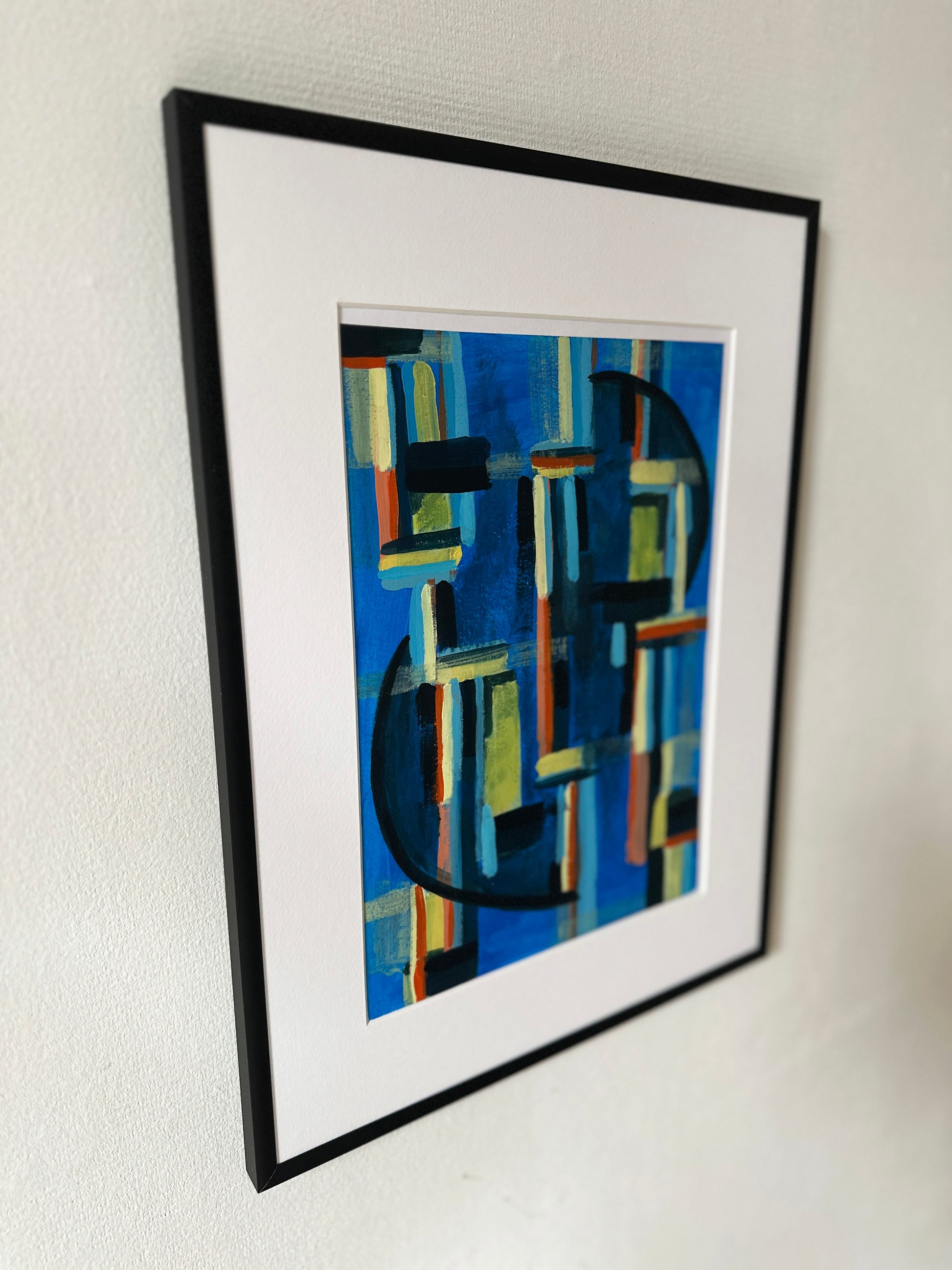Three Ordinary Nights – Abstract painting with expressive brushstrokes in blue, black, and white, created by a small independent artist in Rotterdam The Netherlands