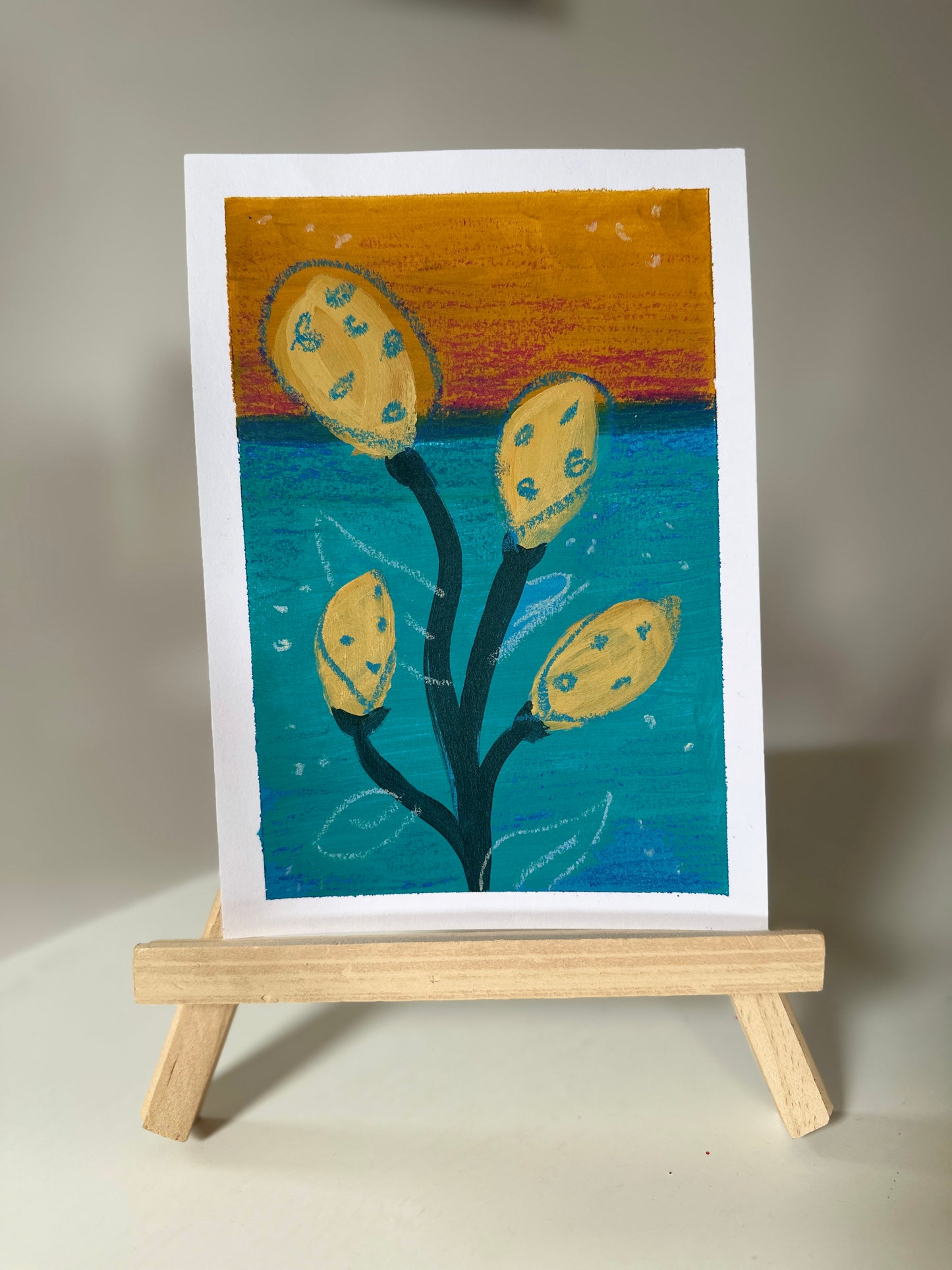 Beach Plant #2 - Mixed media painting