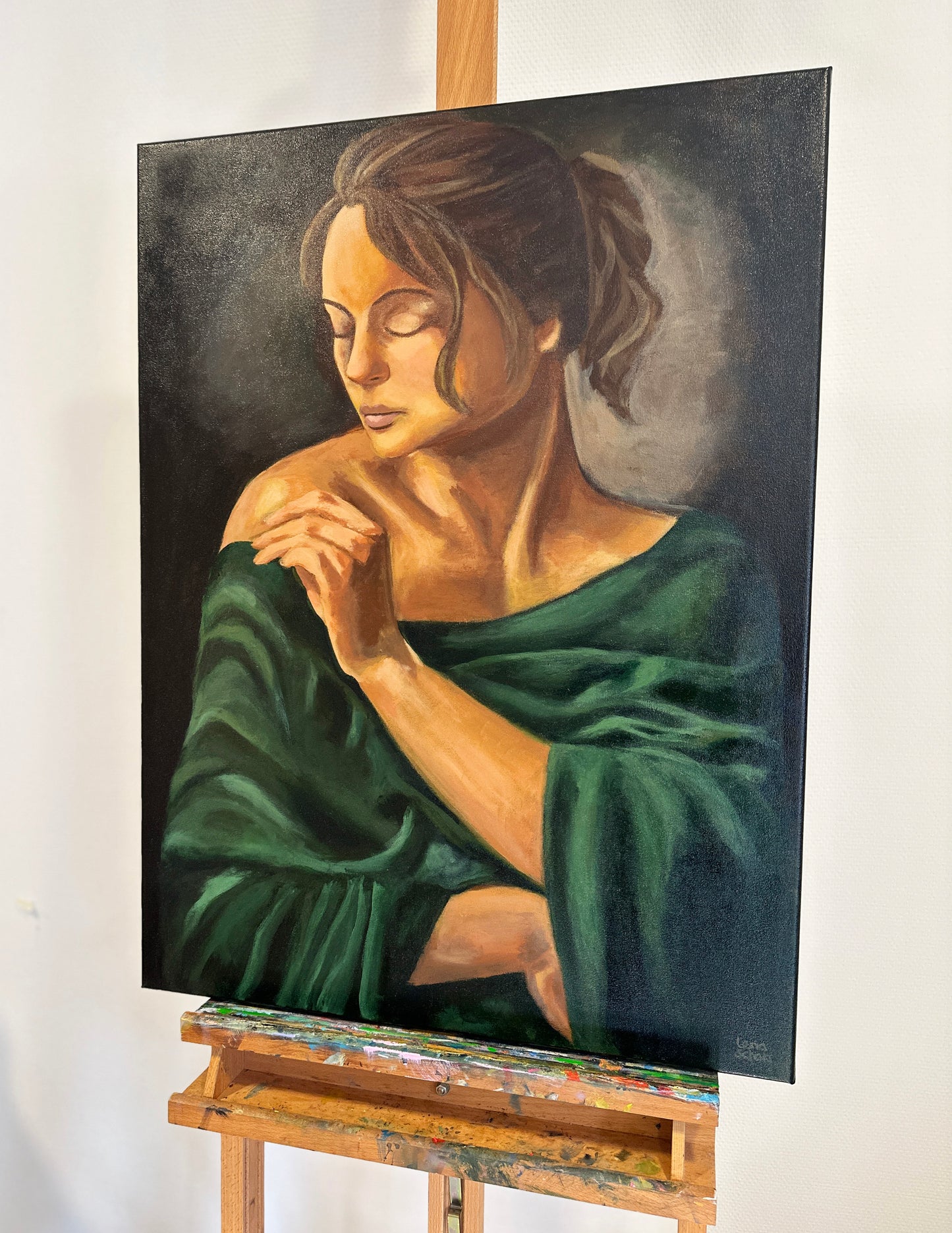 Flirtation - Female portrait on canvas