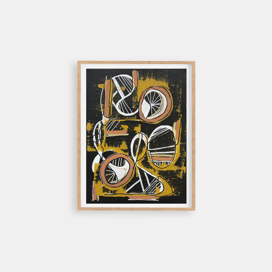 Musical Paints - an acrylic abstract painting depicting musical instruments in an expressive, intuitive and graphic way - symbol for my love for music - Lena Schots Rotterdam