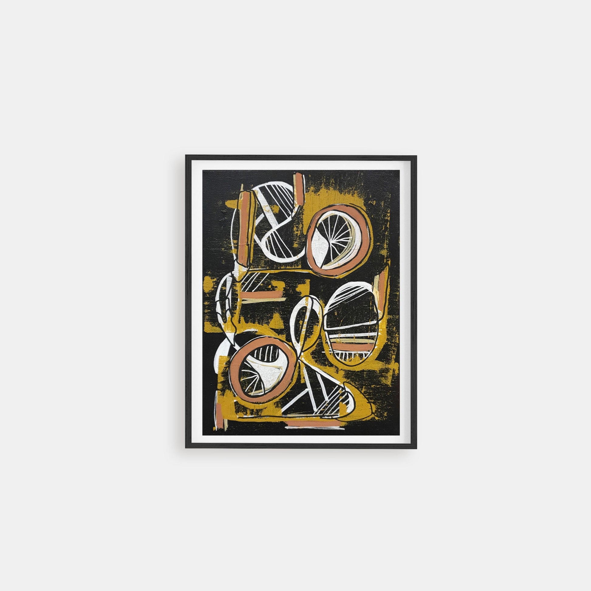 Musical Paints - an acrylic abstract painting depicting musical instruments in an expressive, intuitive and graphic way - symbol for my love for music - Lena Schots Rotterdam