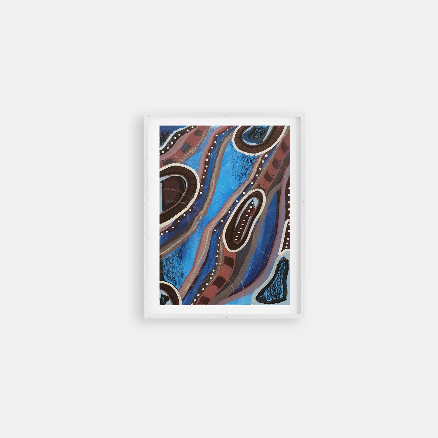 Organisms - mixed media abstract painting on paper by Lena Schots -blue and purple organisms, cells, nature