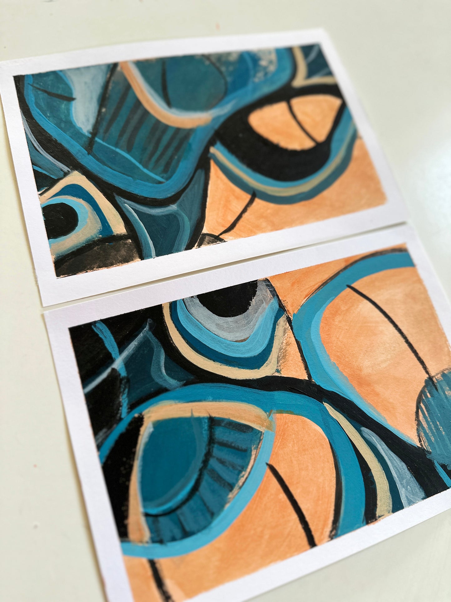 Peach and Blue #1 - Abstract painting