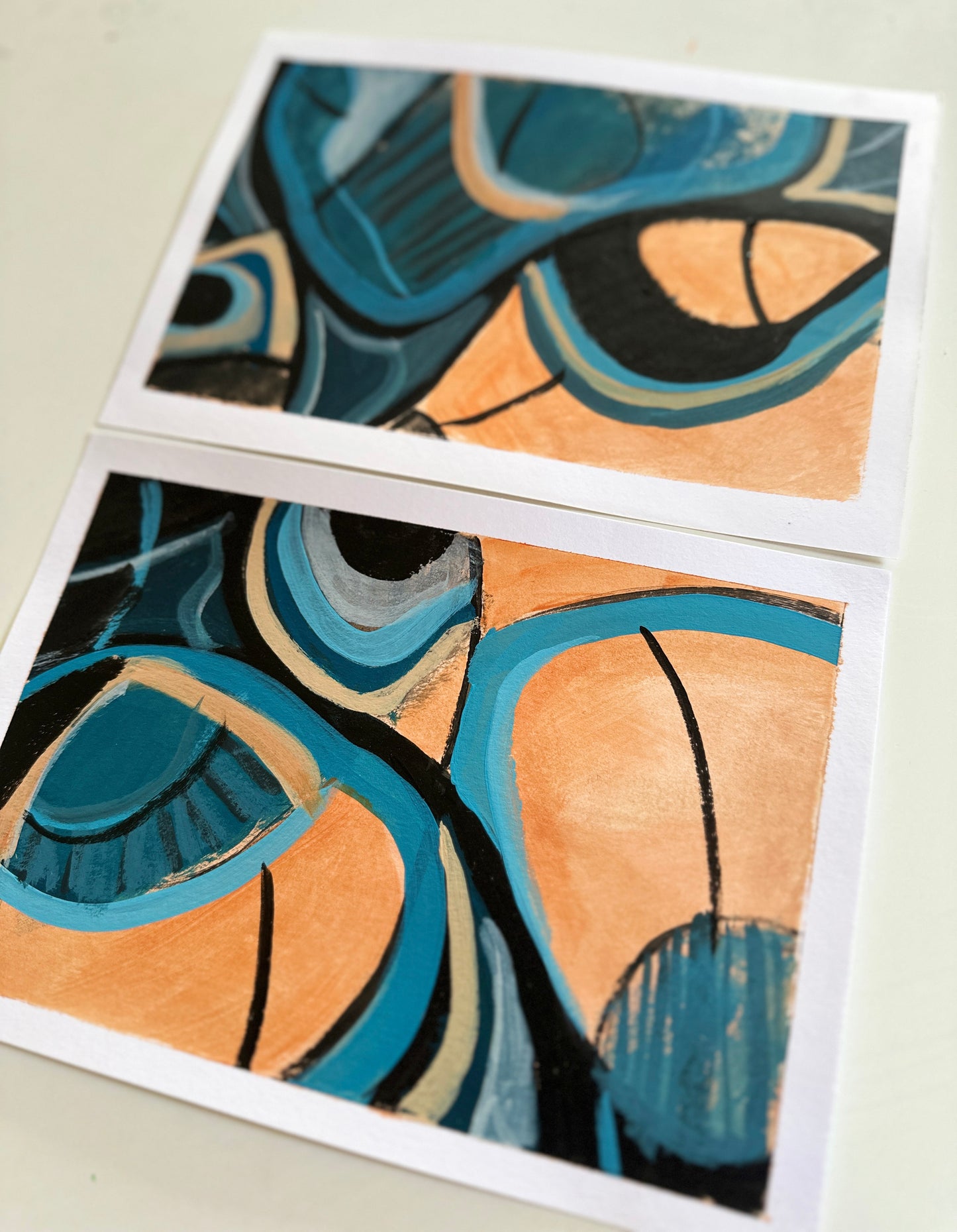 Peach and Blue #1 - Abstract painting