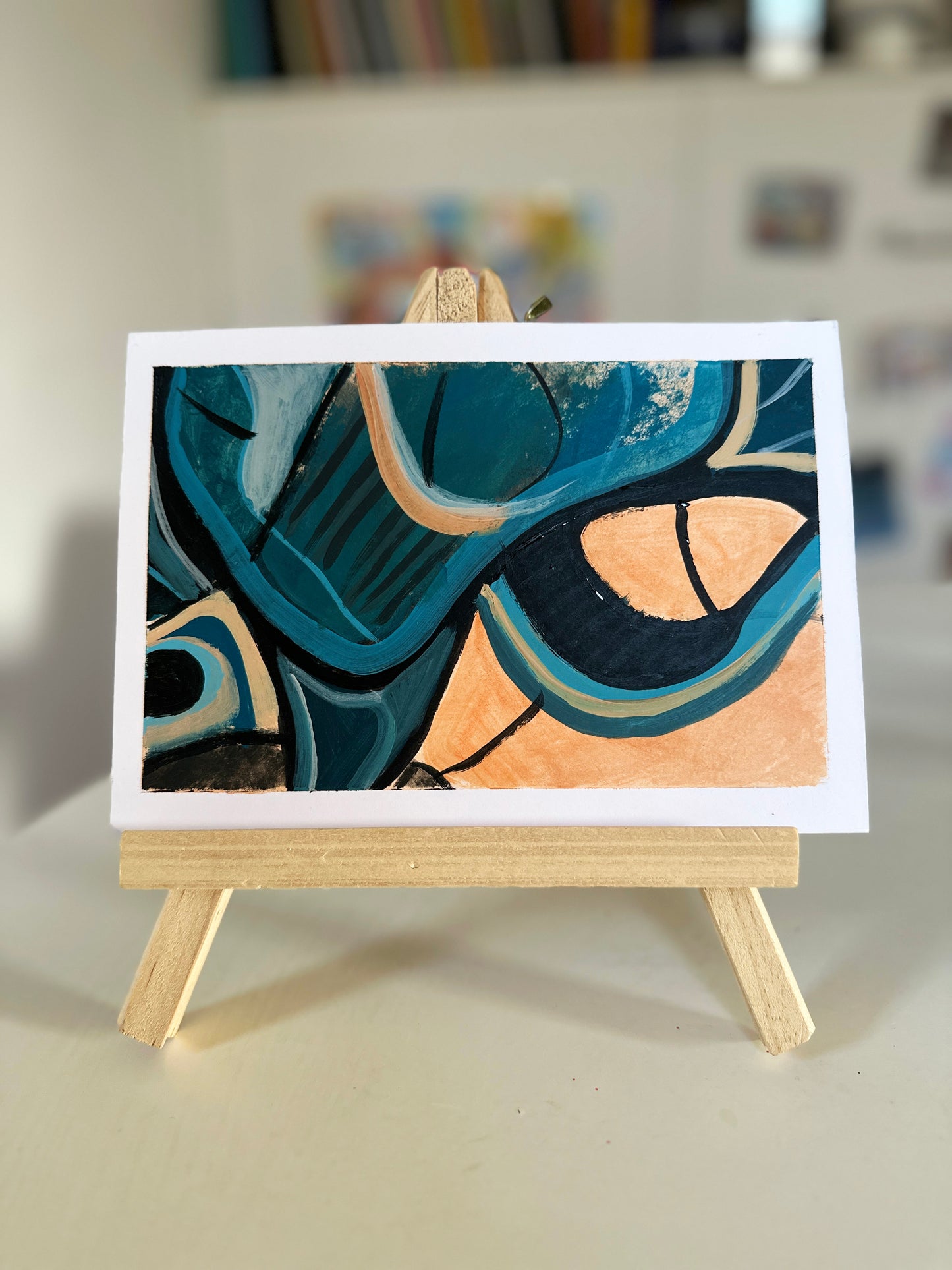 Peach and Blue #1 - Abstract painting