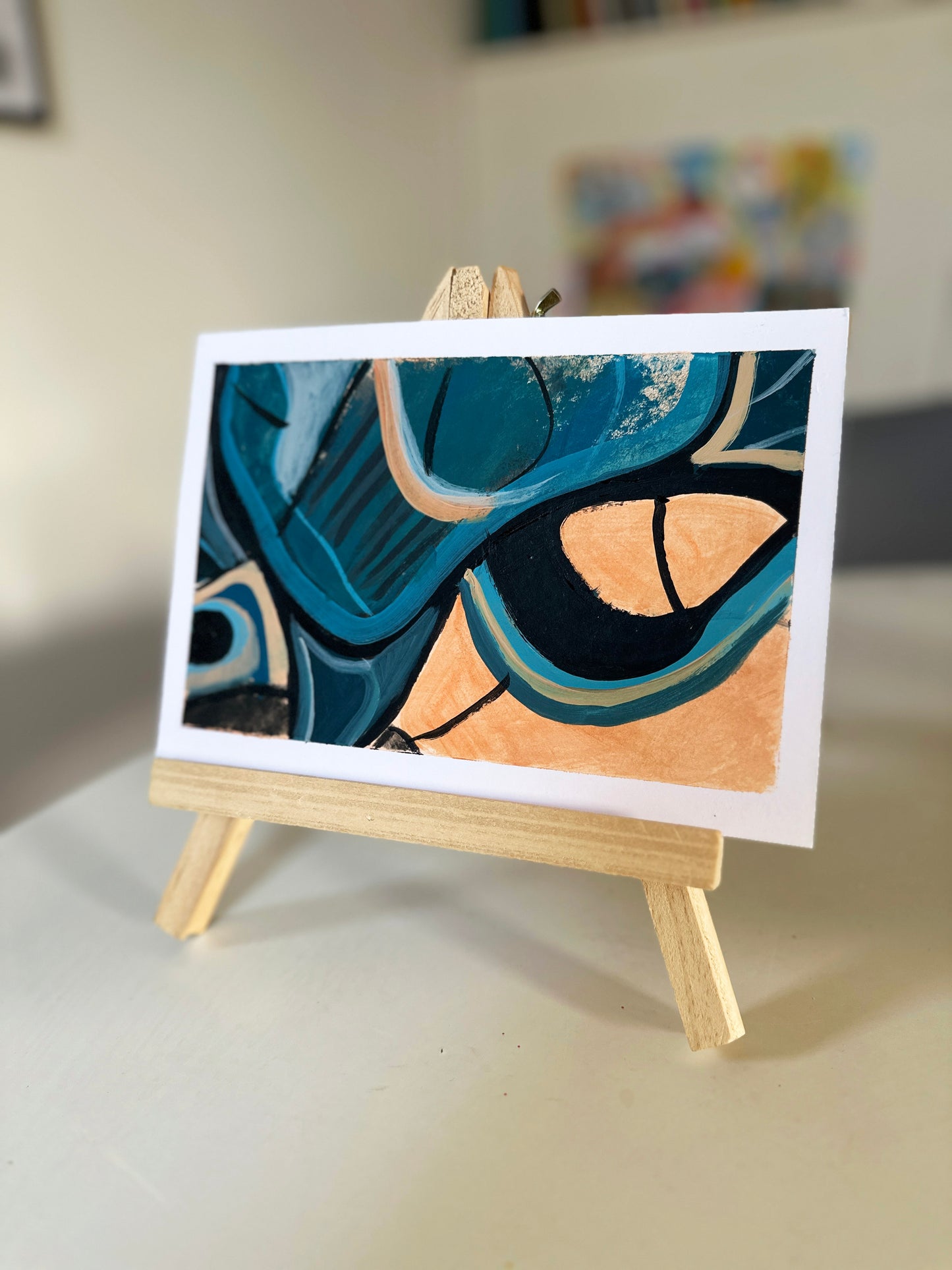 Peach and Blue #1 - Abstract painting