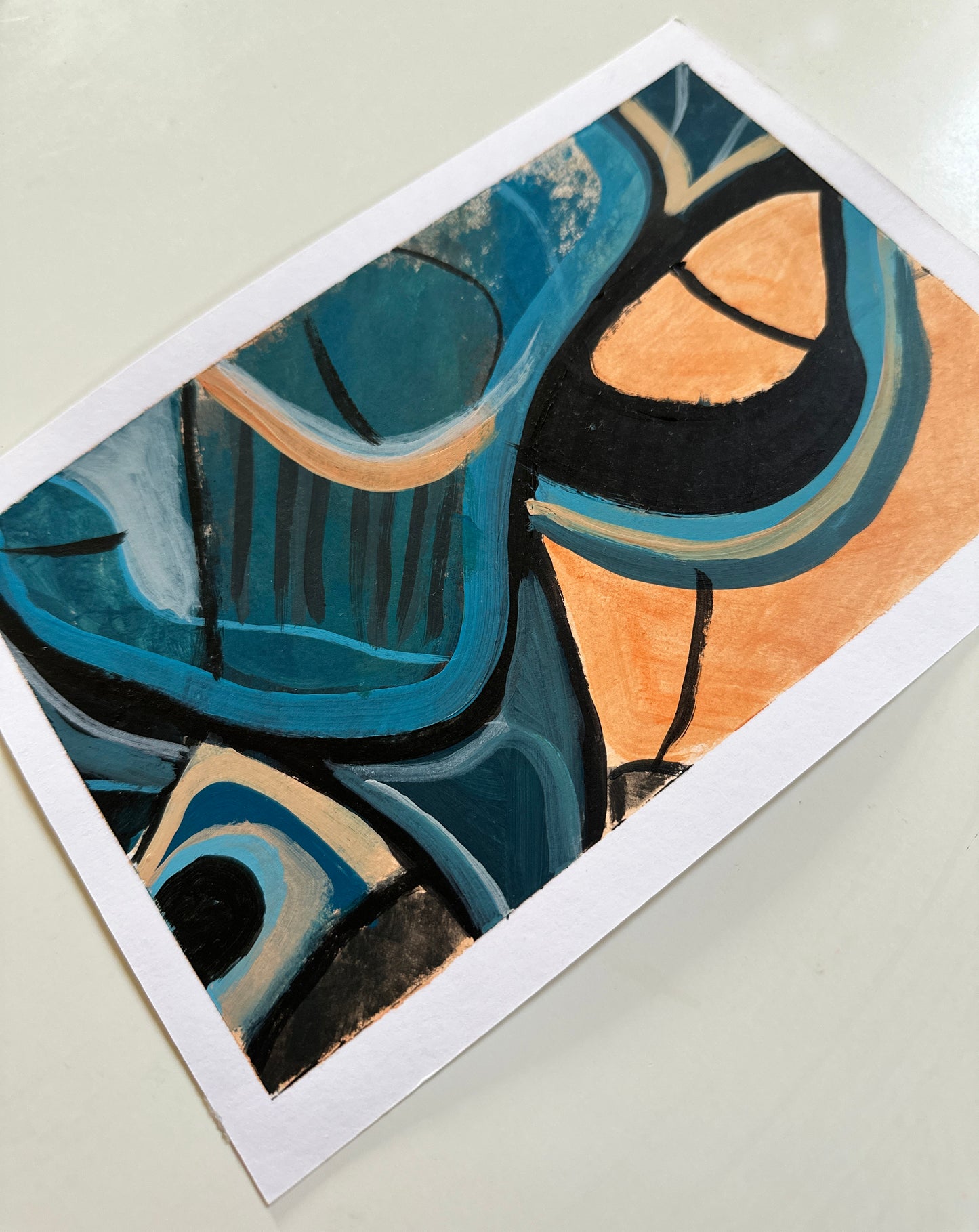 Peach and Blue #1 - Abstract painting
