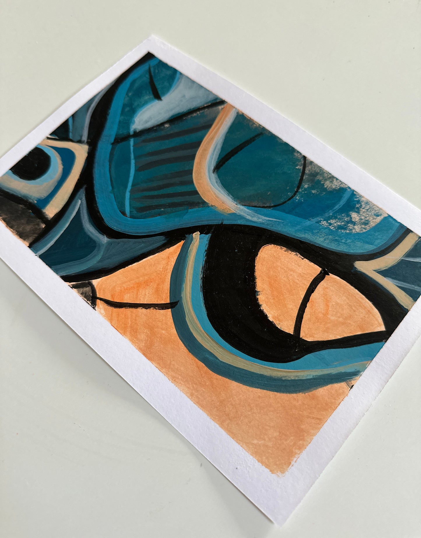 Peach and Blue #1 - Abstract painting