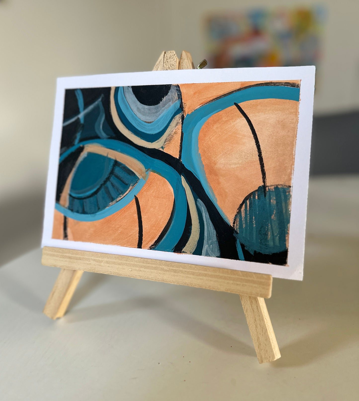 Peach and Blue #2 - Abstract painting