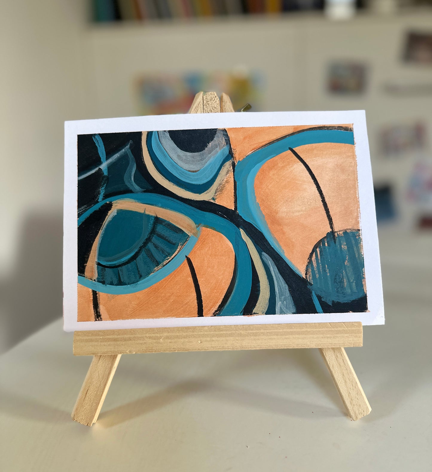 Peach and Blue #2 - Abstract painting