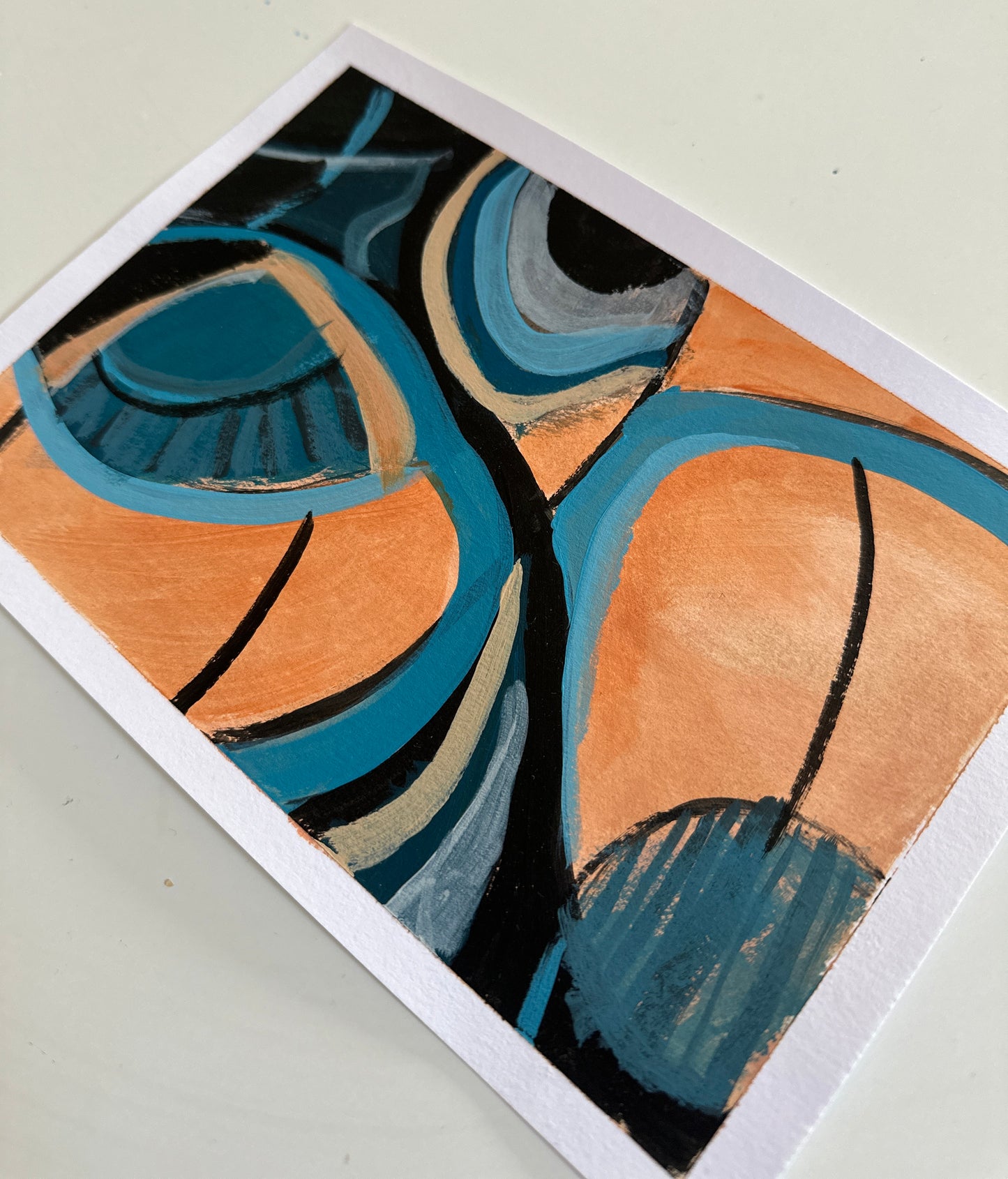 Peach and Blue #2 - Abstract painting