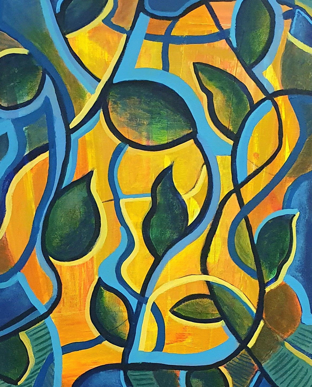 The Jungle Sun sticker - Abstract intuitive painting print sticker