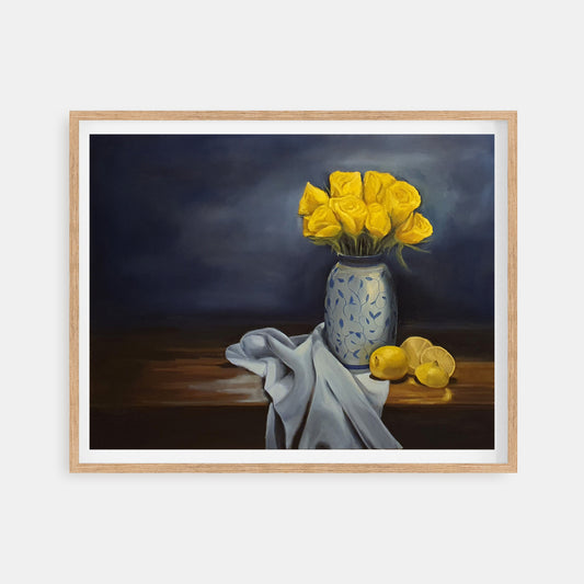 Yellow Roses - Still life oil painting on canvas