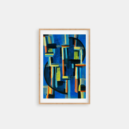 Abstract Acrylic Artwork about long exhausting nights - wooden frame - Lena Schots - art for overthinking - mental health artworks - weekdays - daily life