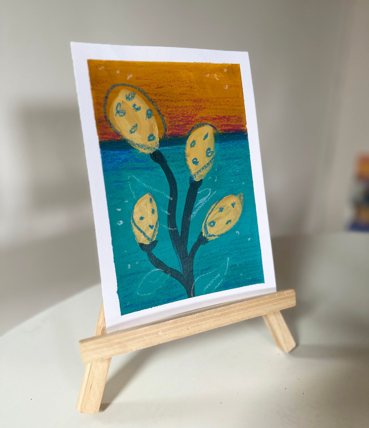 Beach Plant #2 - Mixed media painting