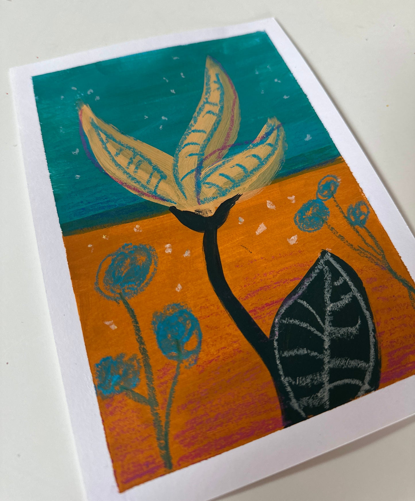 Beach Plant #4 - Mixed media painting