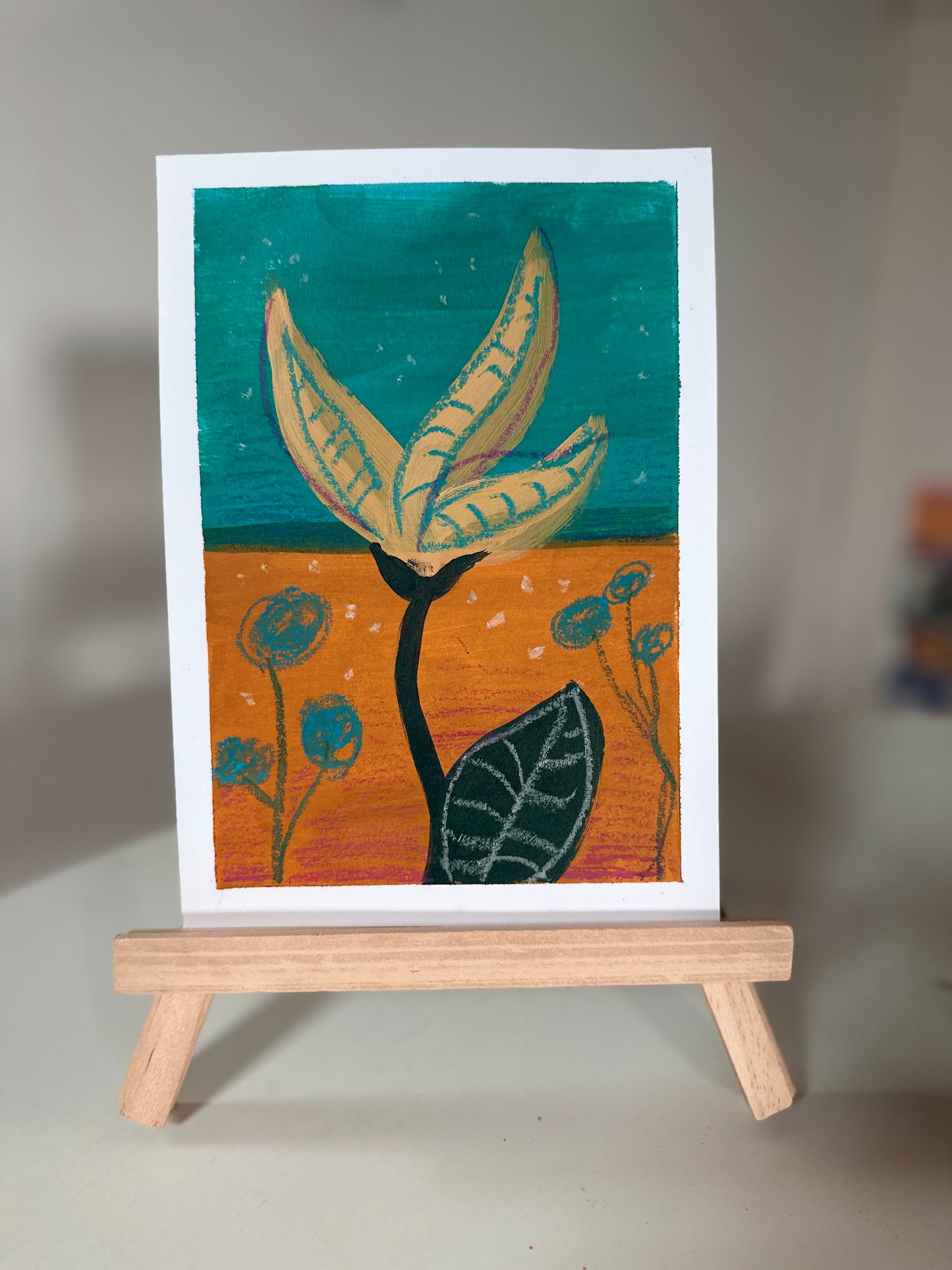 Beach Plant #4 - Mixed media painting