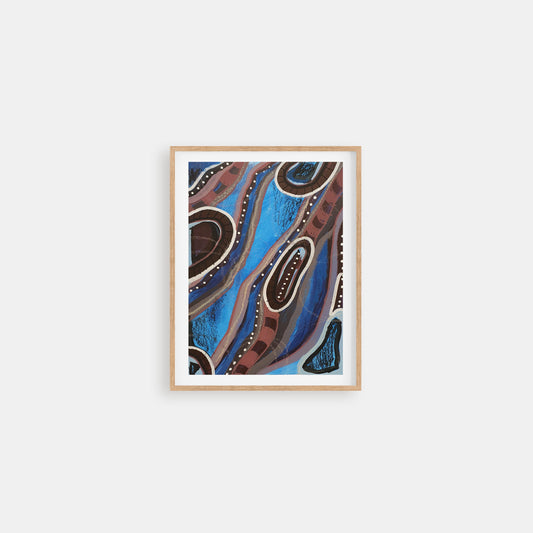 Organisms - mixed media abstract painting on paper by Lena Schots -blue and purple organisms, cells, nature