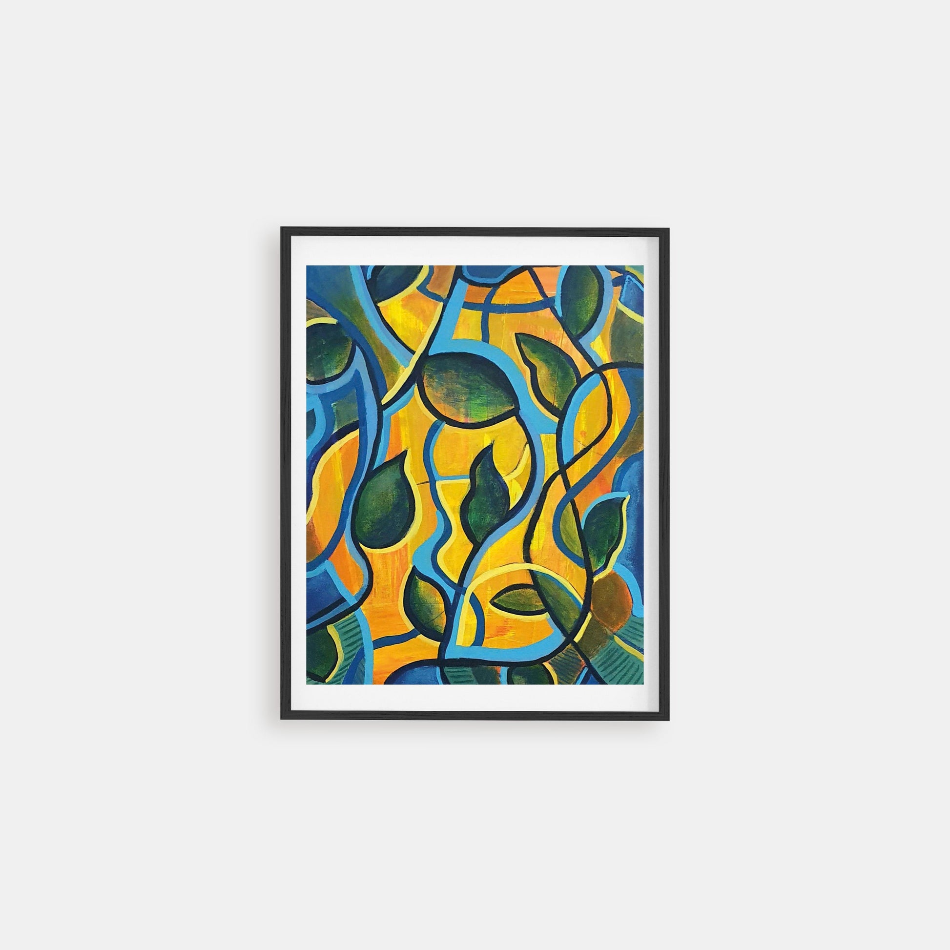The Jungle Sun - Intuitive Abstract Acrylic painting on Canvas - plants - yellow - Lena Schots - Rotterdam