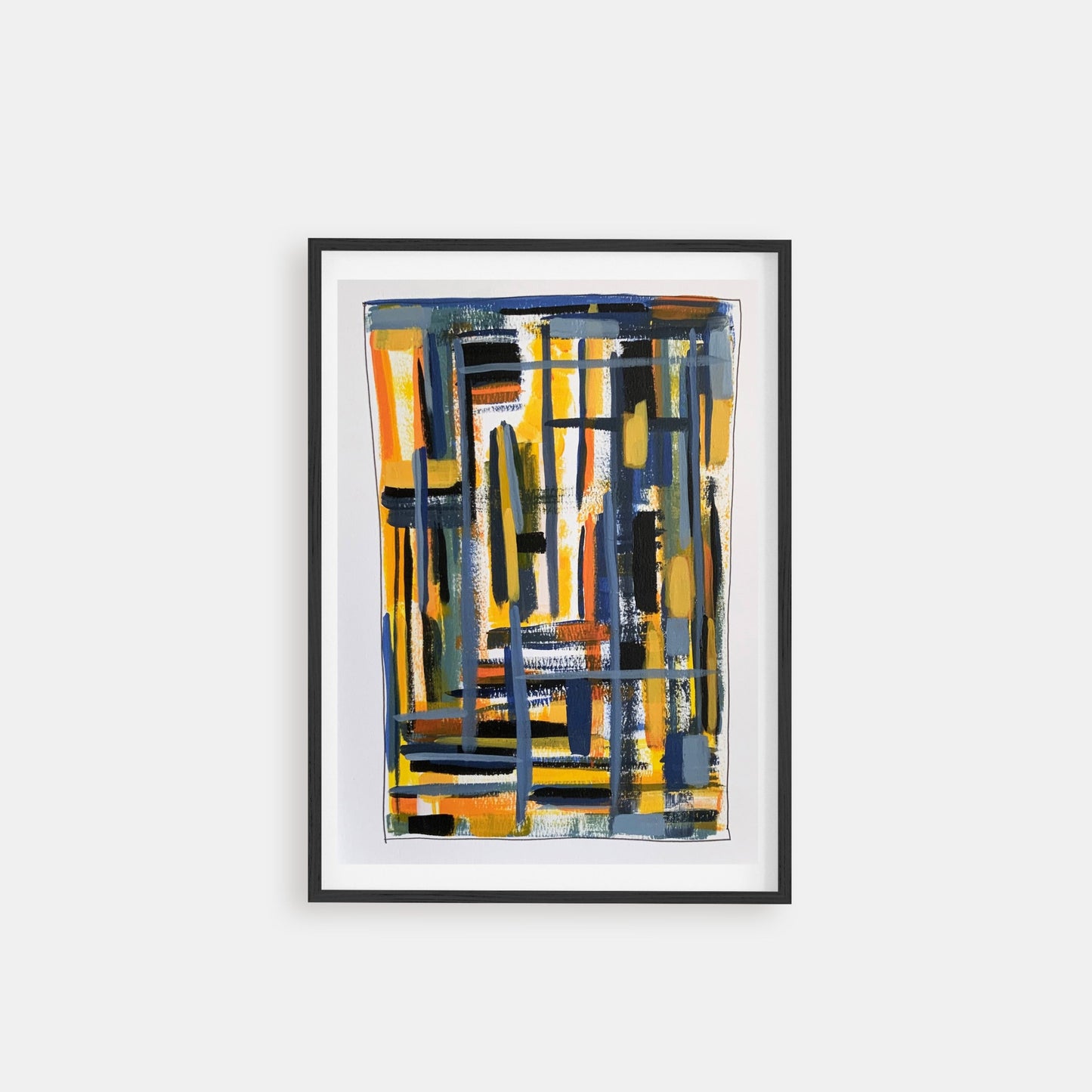 The Map - Acrylic abstract painting with blue and yellow
