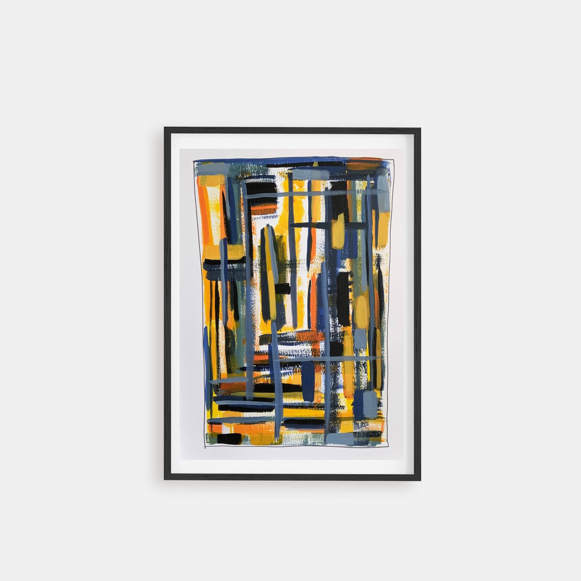 The Map - Acrylic abstract painting with blue and yellow