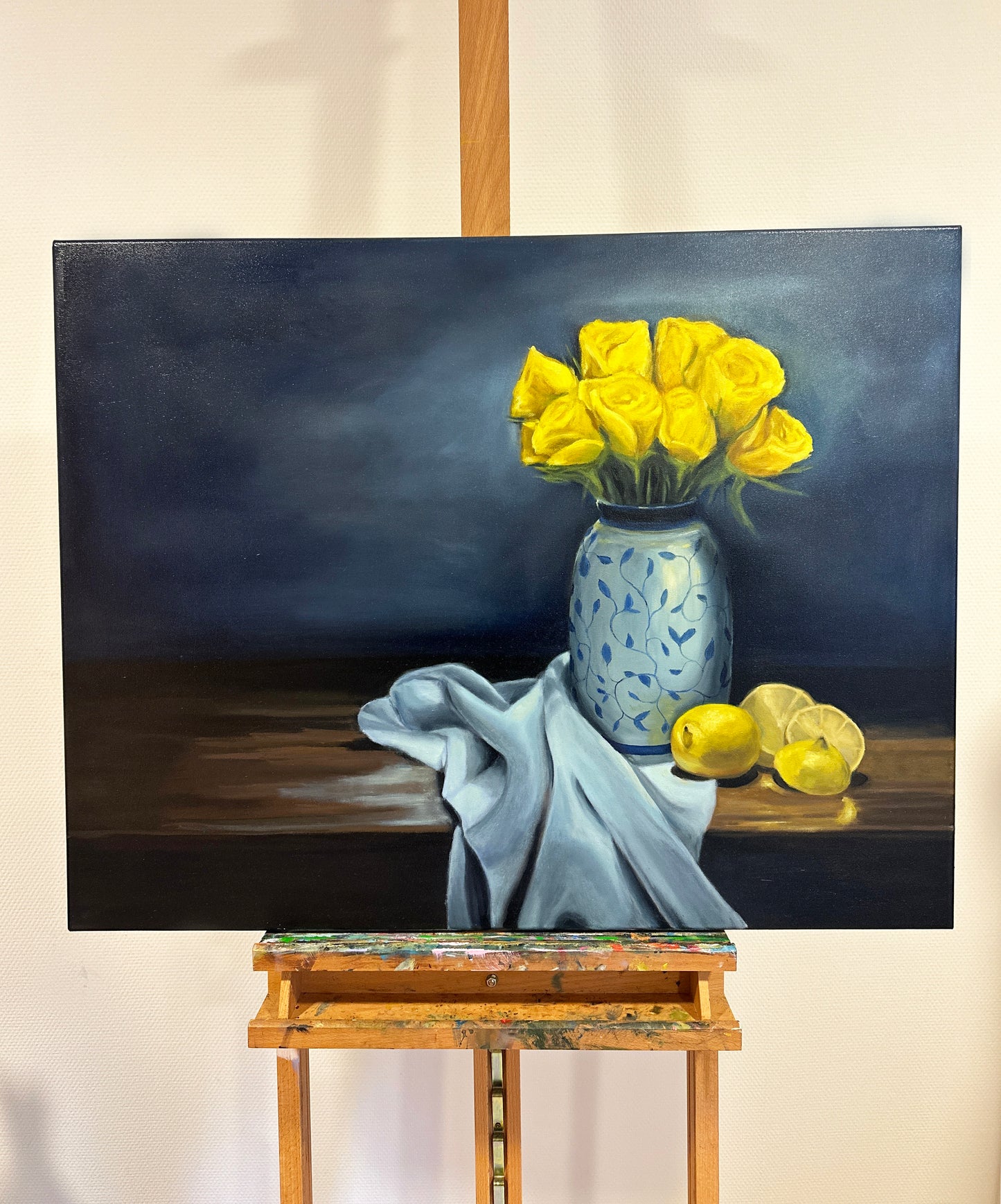 Yellow Roses - Still life oil painting on canvas