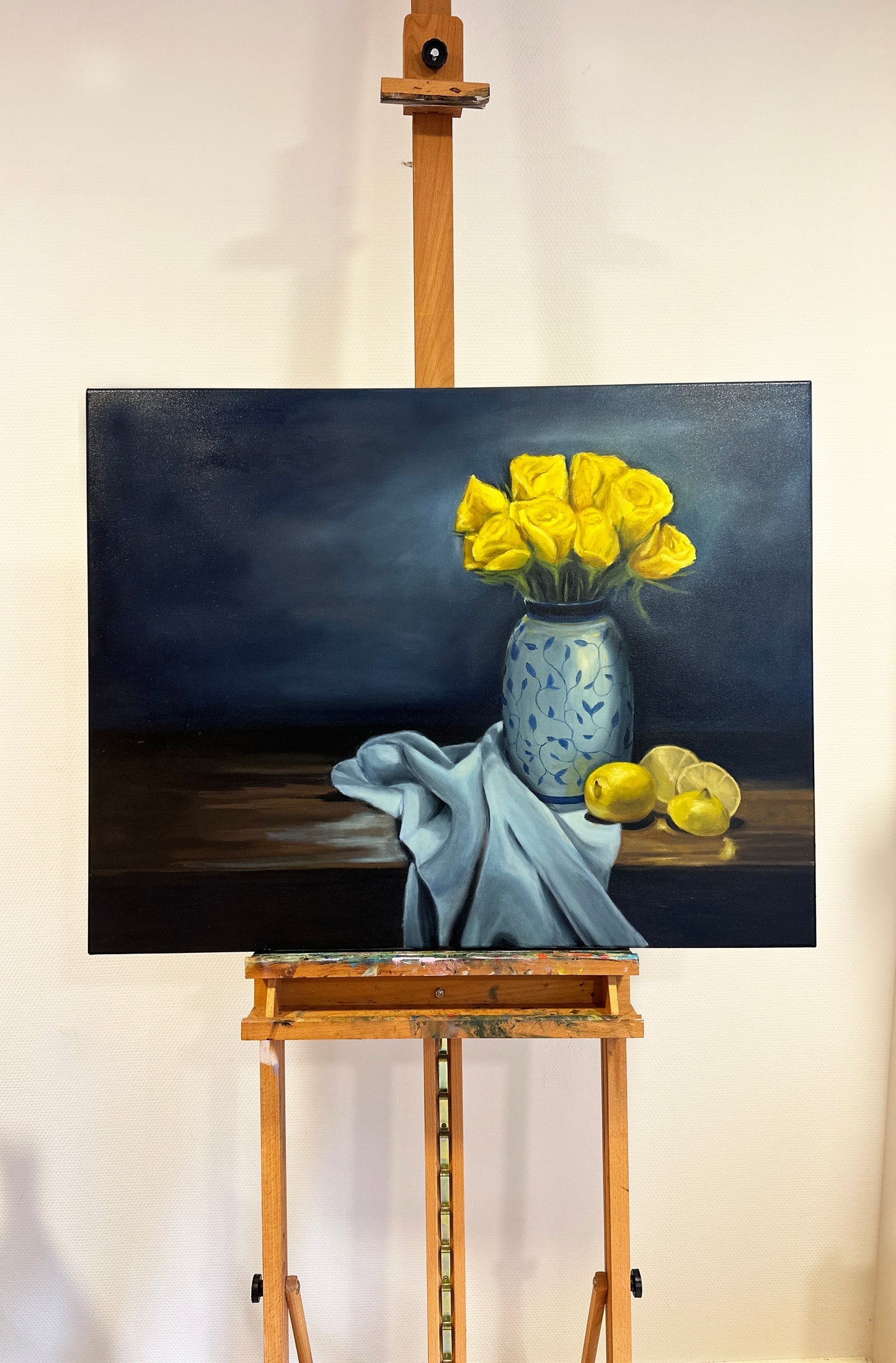 Yellow Roses - Still life oil painting on canvas